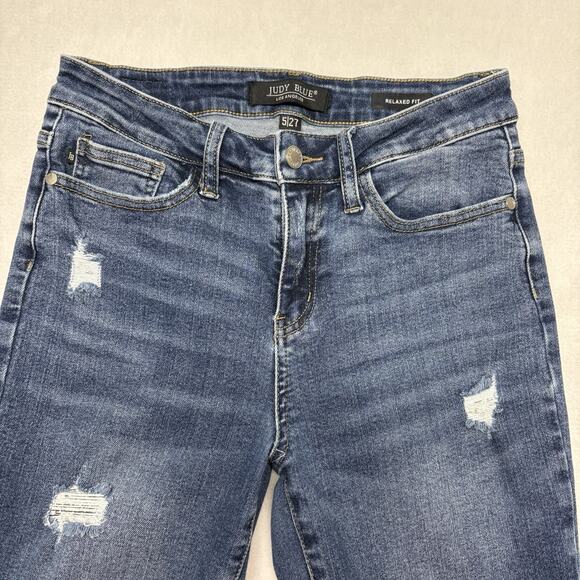 Judy Blue Beverly Vintage Relaxed Fit Distressed Raw Hem Jeans Womens Size 5/27 - Picture 5 of 14